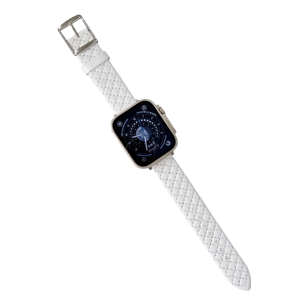 Apple Watch Series 49mm - 45mm - 44mm - 42mm Universal lærarmbånd - Perle Hvit