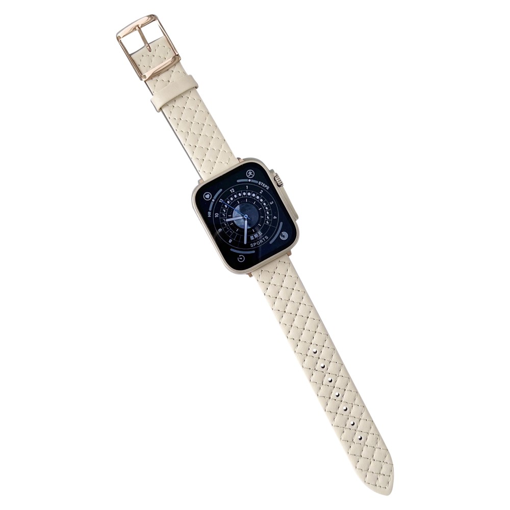 Apple Watch Series 49mm - 45mm - 44mm - 42mm Universal lærarmbånd - Beige