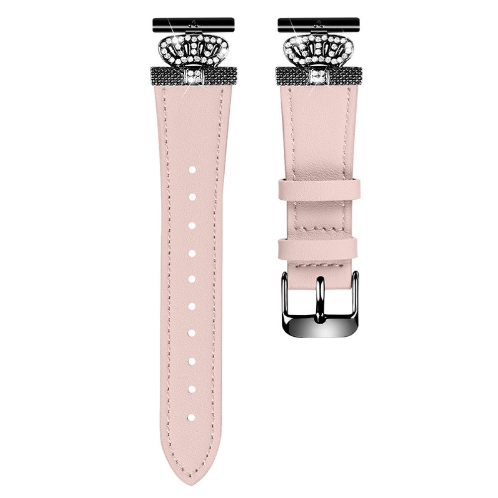 Pebble Time Round / Pebble 2 Cowhide Band Crown Design erstatningsrem - Rosa