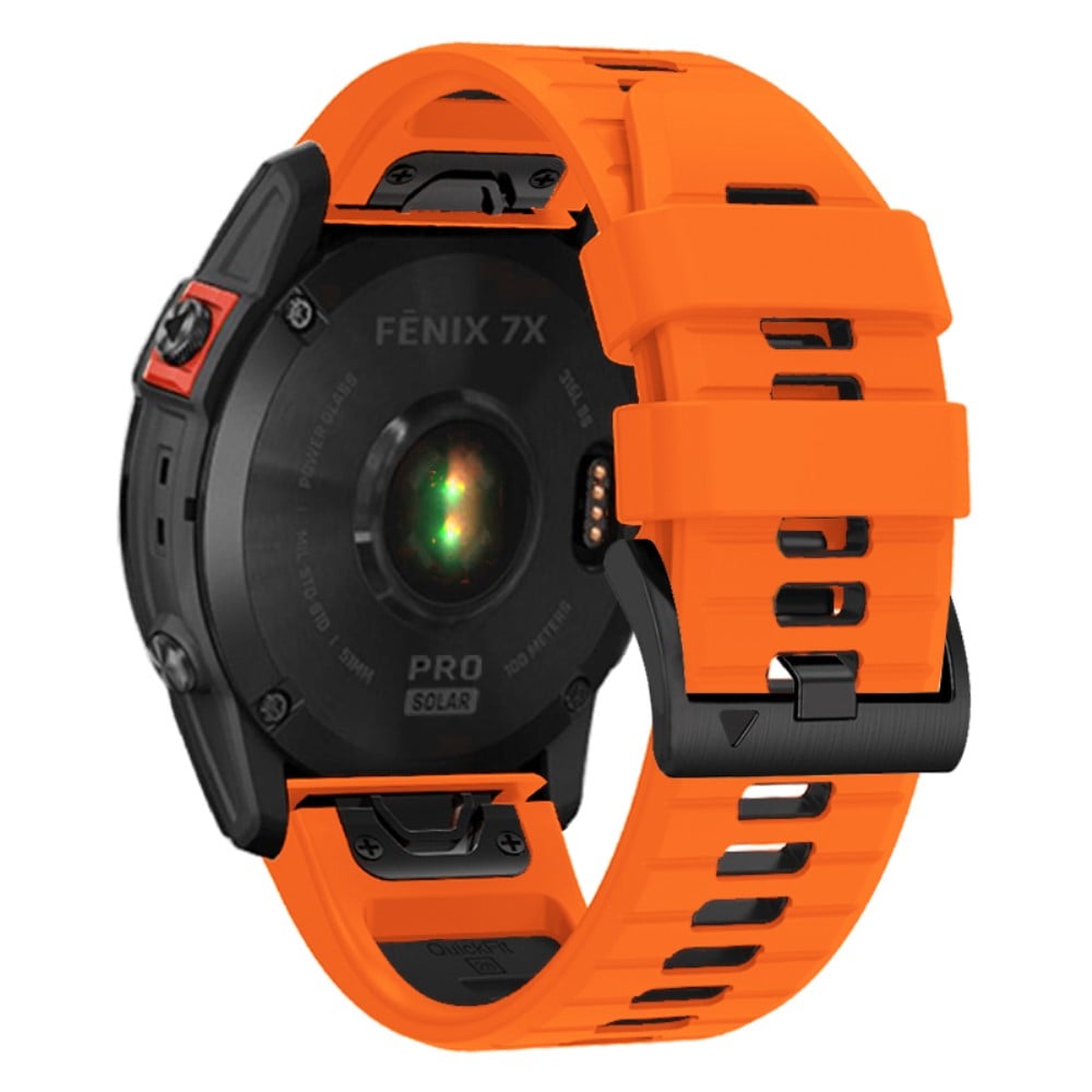 Garmin Fenix 7X Pro / Fenix 7X Dual-Colors Sport Strap Silicone Breathable Wristband - Oransje + Svart