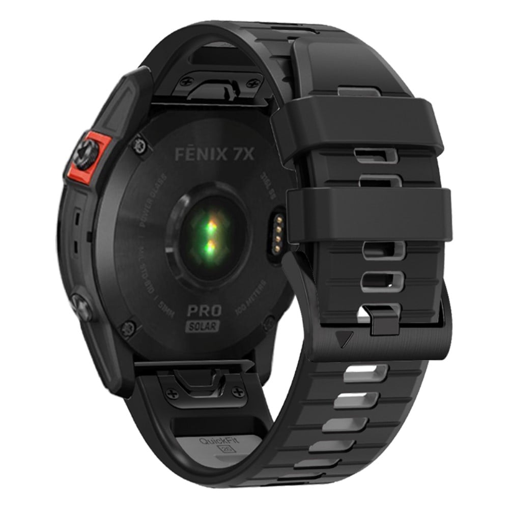 Garmin Fenix 7X Pro / Fenix 7X Dual-Colors Sport Strap Silicone Breathable Wristband - Svart + Grå