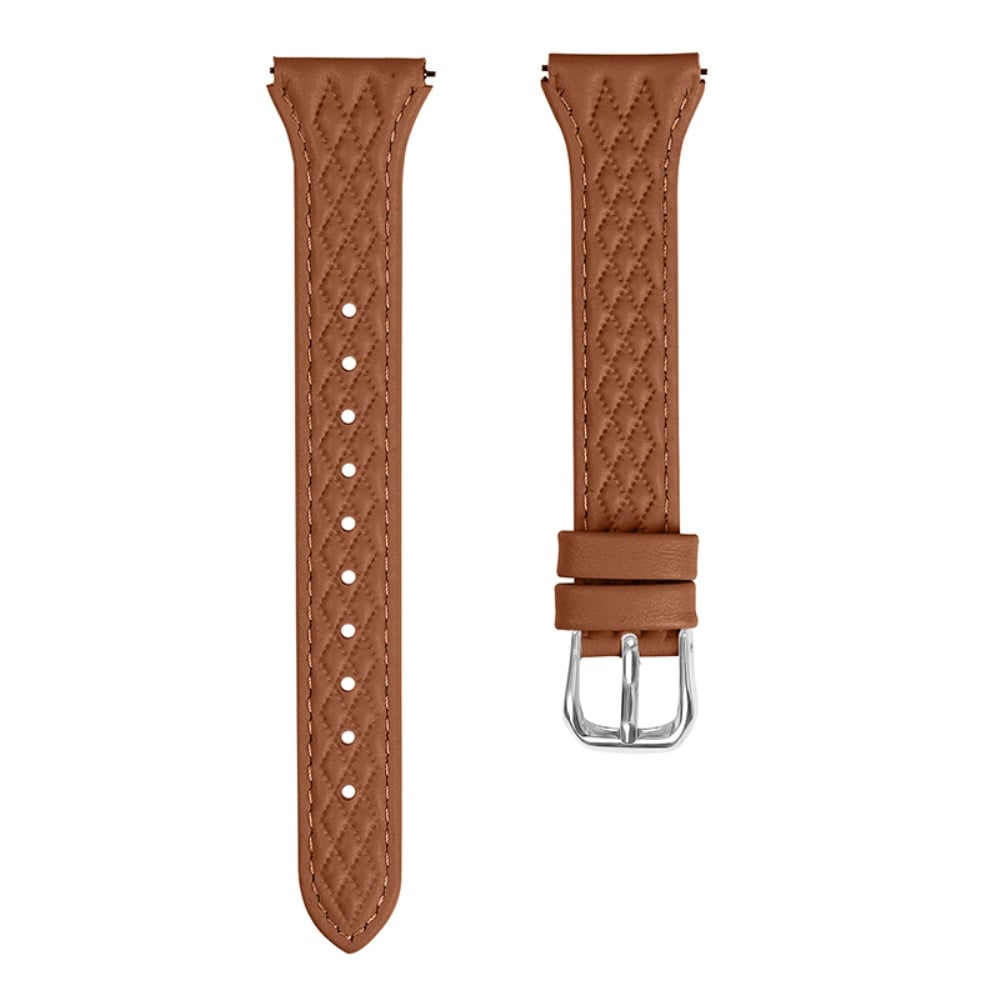 Garmin Forerunner 245 / 245 Music Genuine Cow Leather Rhombus Imprinted Watch Strap - Brun