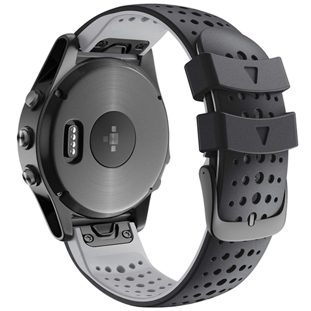 KALEBOL KLB-SSPWGJ-001 Garmin Fenix 6X / Fenix 7X / Instinct 2X Armbånd QuickFit 26 mm silikonarmbånd - Svart + Grå