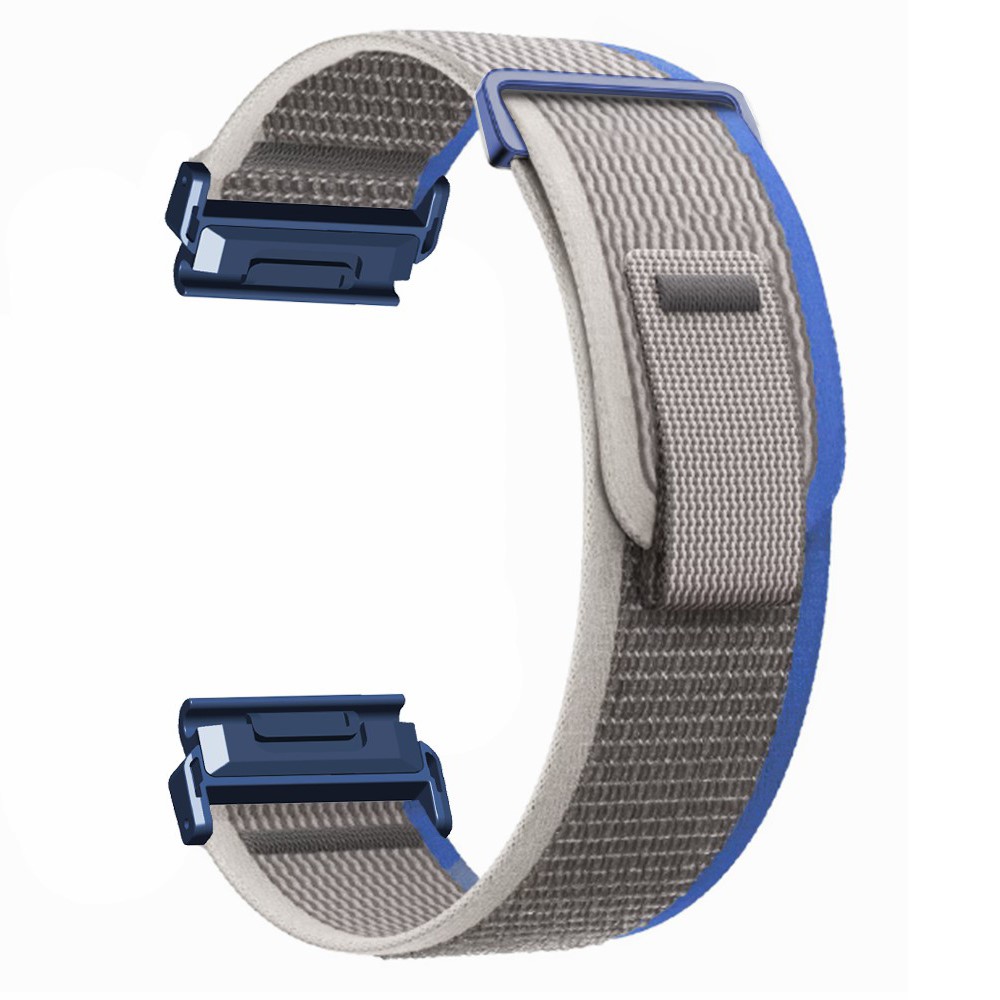 Coros Vertix 2 / Garmin Fenix 7X / 6X / 5X 26mm Trail Loop Nylon Band Soft Watchstrap - Blå / Grå + Blå