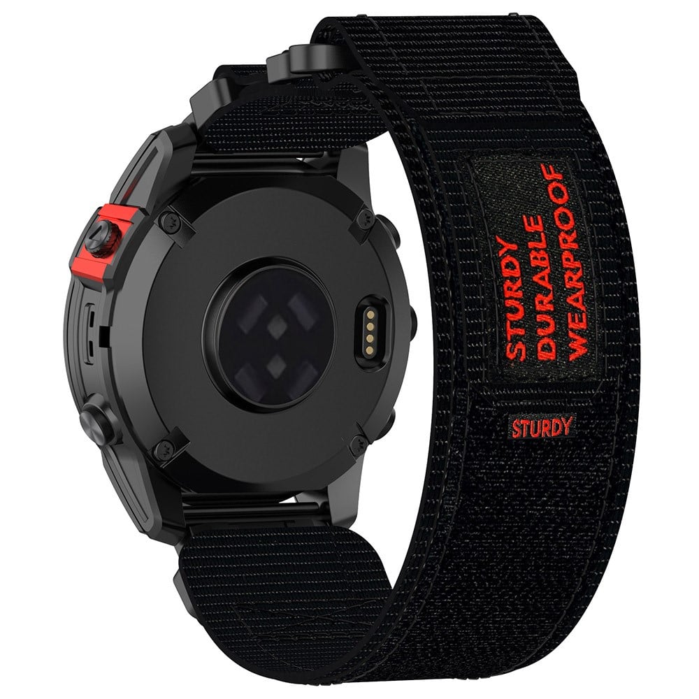 Garmin Fenix 7X / 7X Pro / Instinct 2X / Quickfit 26mm Nylon Sticker Wrist Strap - Svart