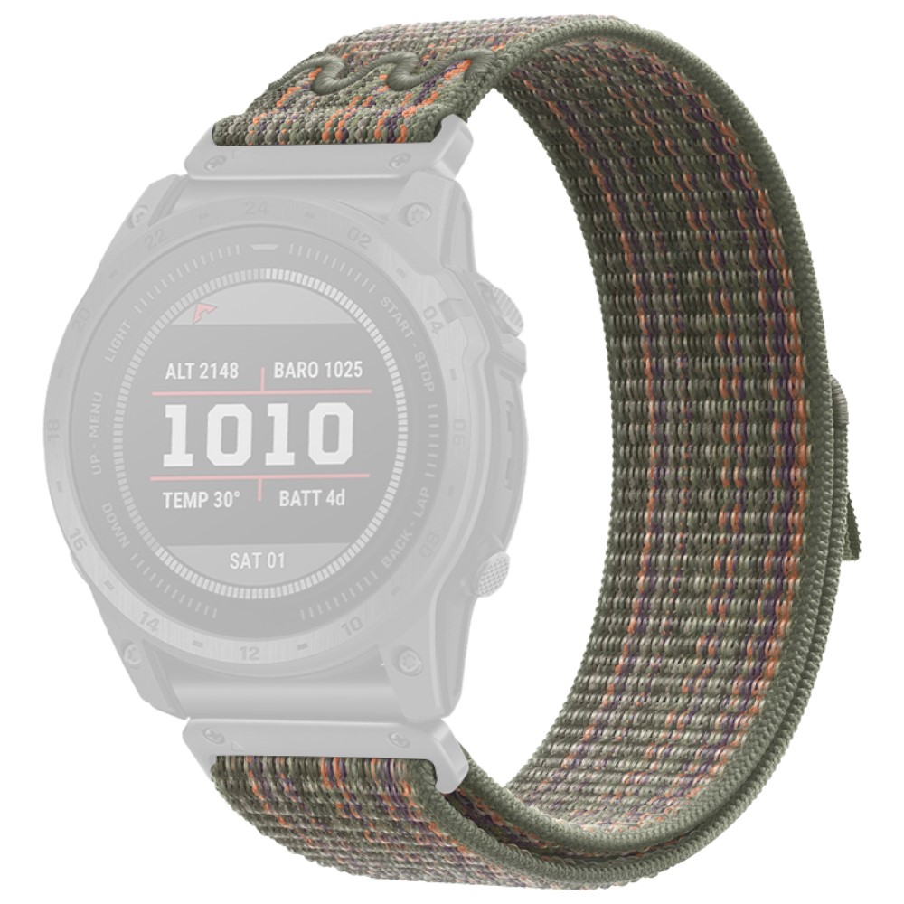 Garmin Tactix 7 Pro / Fenix 7X / 6X Pro / 5X Plus Universal Watchstrap Nylon Watchstrap 26mm - Militærgrønn