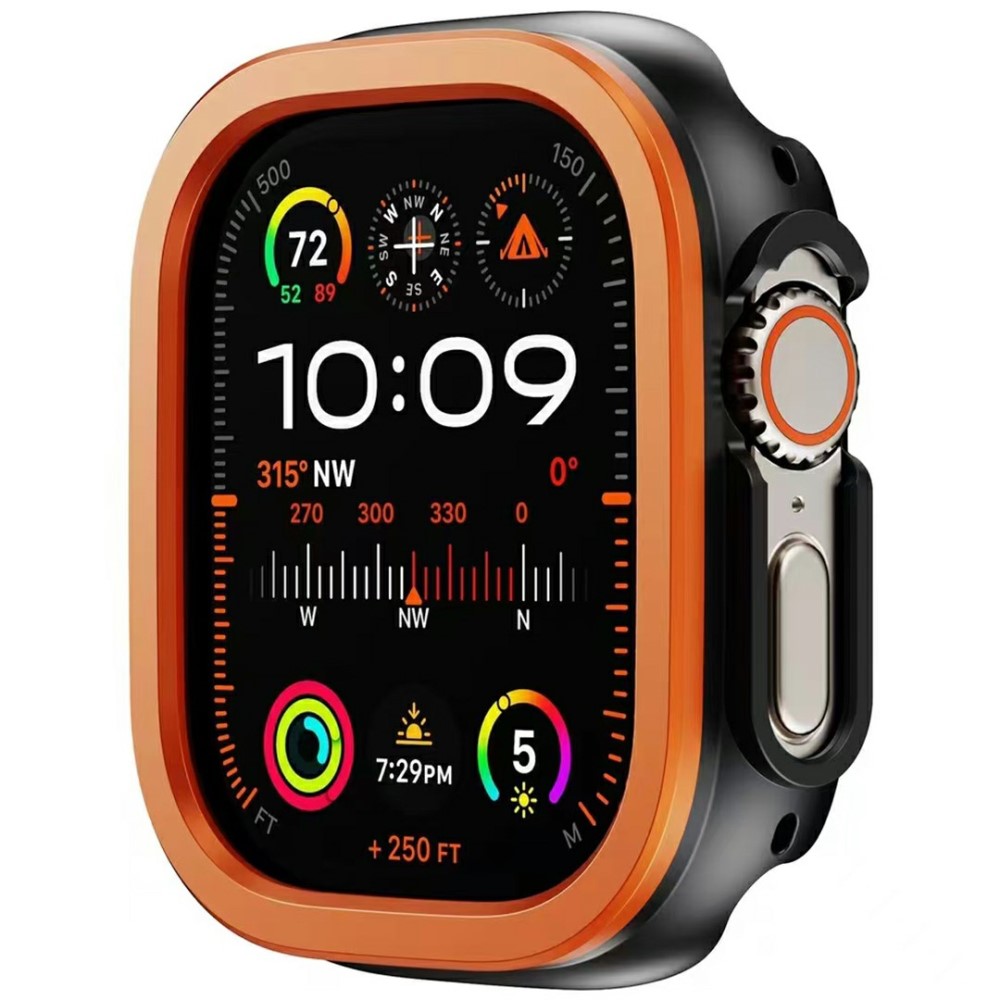 Apple Watch Series 10 42mm Hollow Out Flexible and Aluminum Alloy Watch Frame Protective Case - Orange