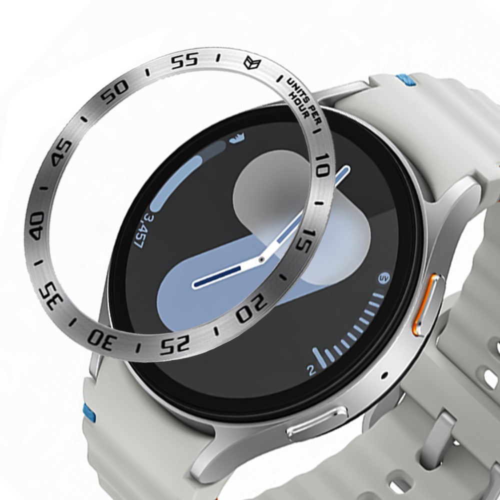 Samsung Galaxy Watch7 44mm Watch Bezel Ring Metal Dial Bezel Adhesive Frame Ring Deksel - Style A / Sølv