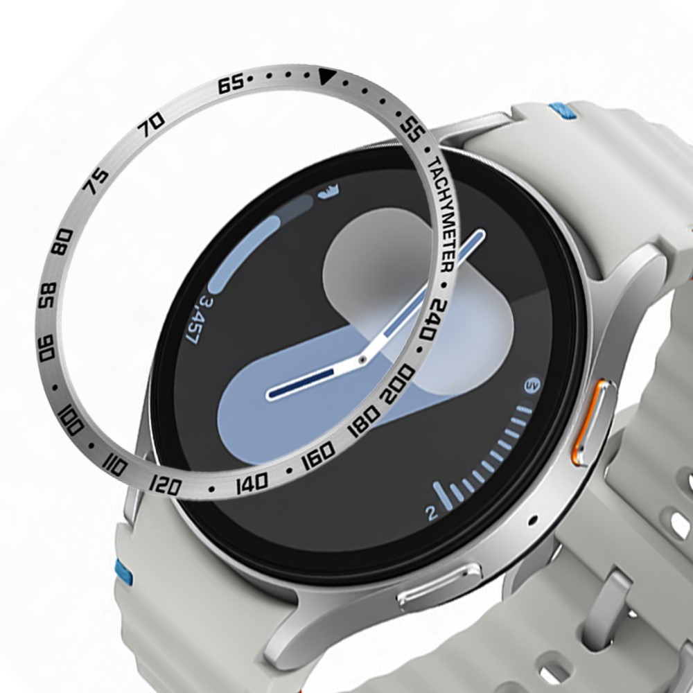 Samsung Galaxy Watch7 44mm Watch Bezel Ring Metal Dial Bezel Adhesive Frame Ring Deksel - Style E / Sølv