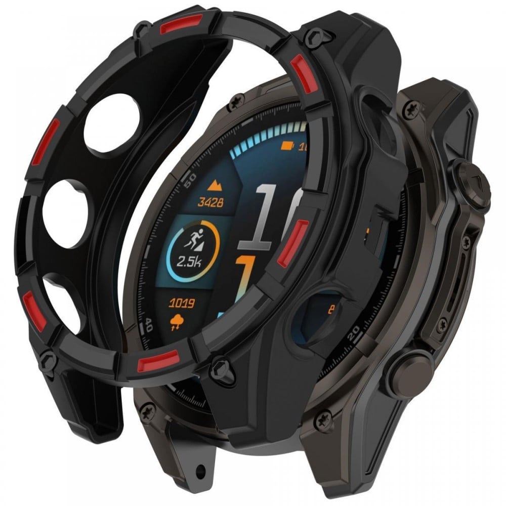 Garmin Fenix 8 51 mm fleksibelt, ripefritt, hult dekseletui til klokkerammen - Svart + Rød