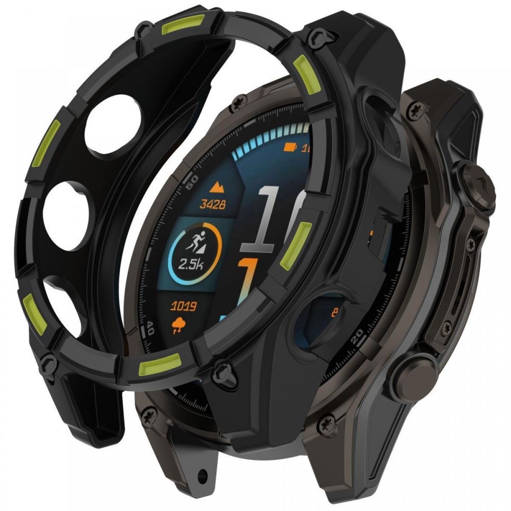 Garmin Fenix 8 47 mm fleksibelt, ripefritt, hult dekseletui til klokkerammen - Svart + Grønn