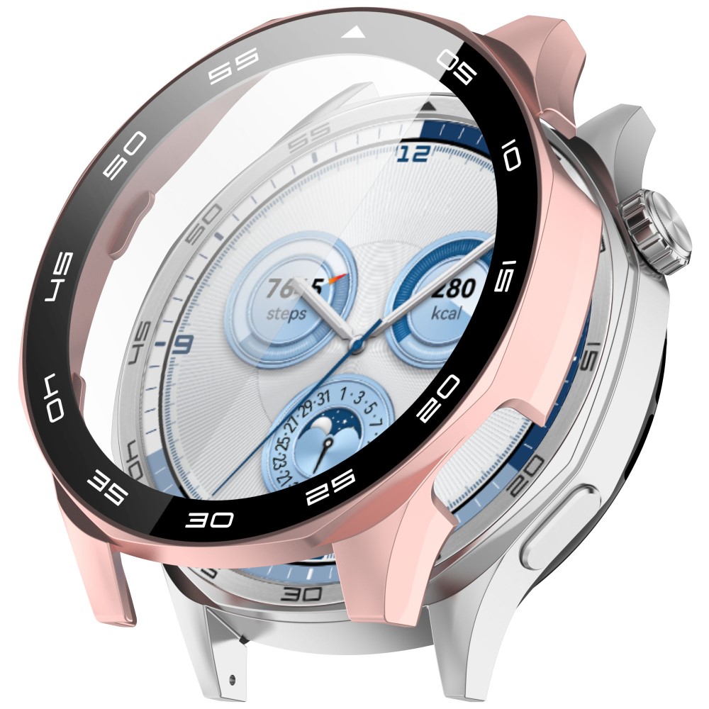 Huawei Watch GT 5 46 mm støtsikkert deksel Watch Frame Case med skjermfilm i herdet glass (versjon med rammemarkeringer) - Rose Gull