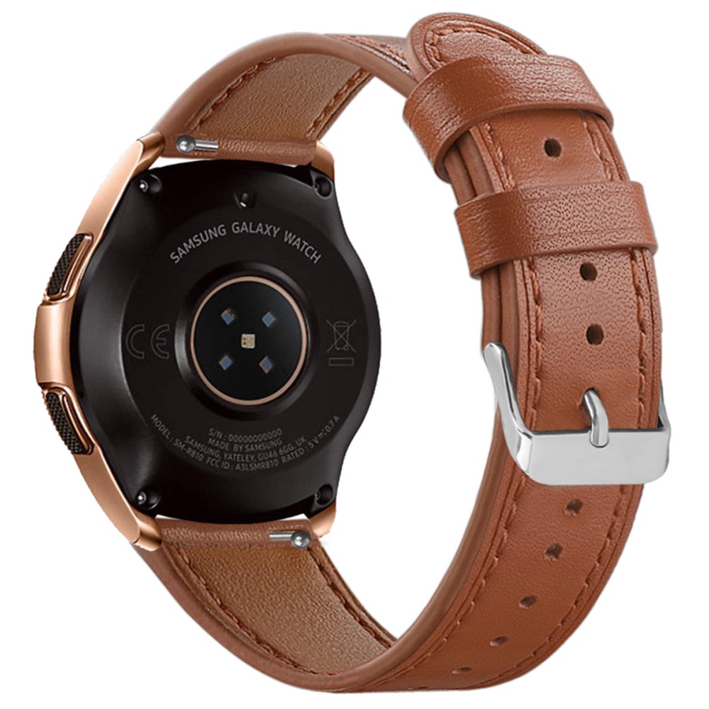 Coros Watch GT / Watch GT 2 46mm / 42mm / Samsung Galaxy Watch 46mm Watch Strap Top Layer Cowhide Wrist Band - Brun