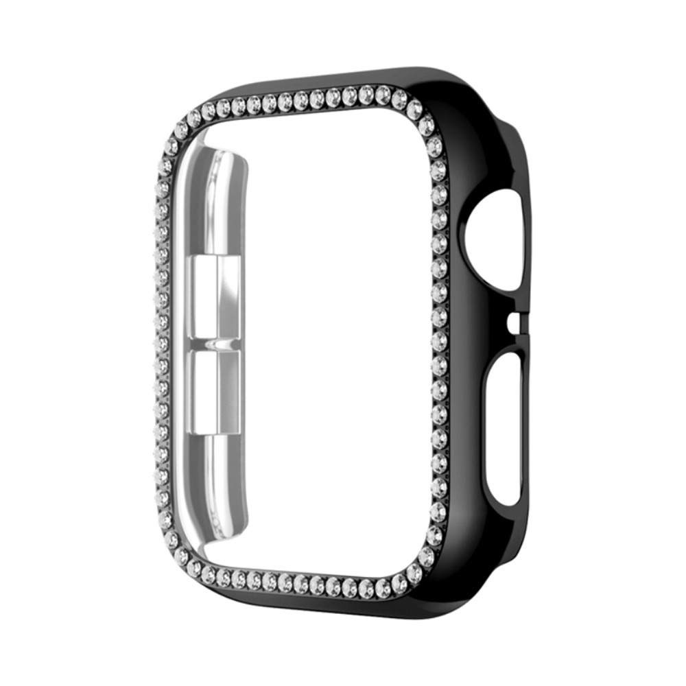 Apple Watch Series 6 / 5 / 4 / SE (2022) / SE (2023) / SE 44mm Hard støtbestandig klokkerammeveske med rhinestone - Svart