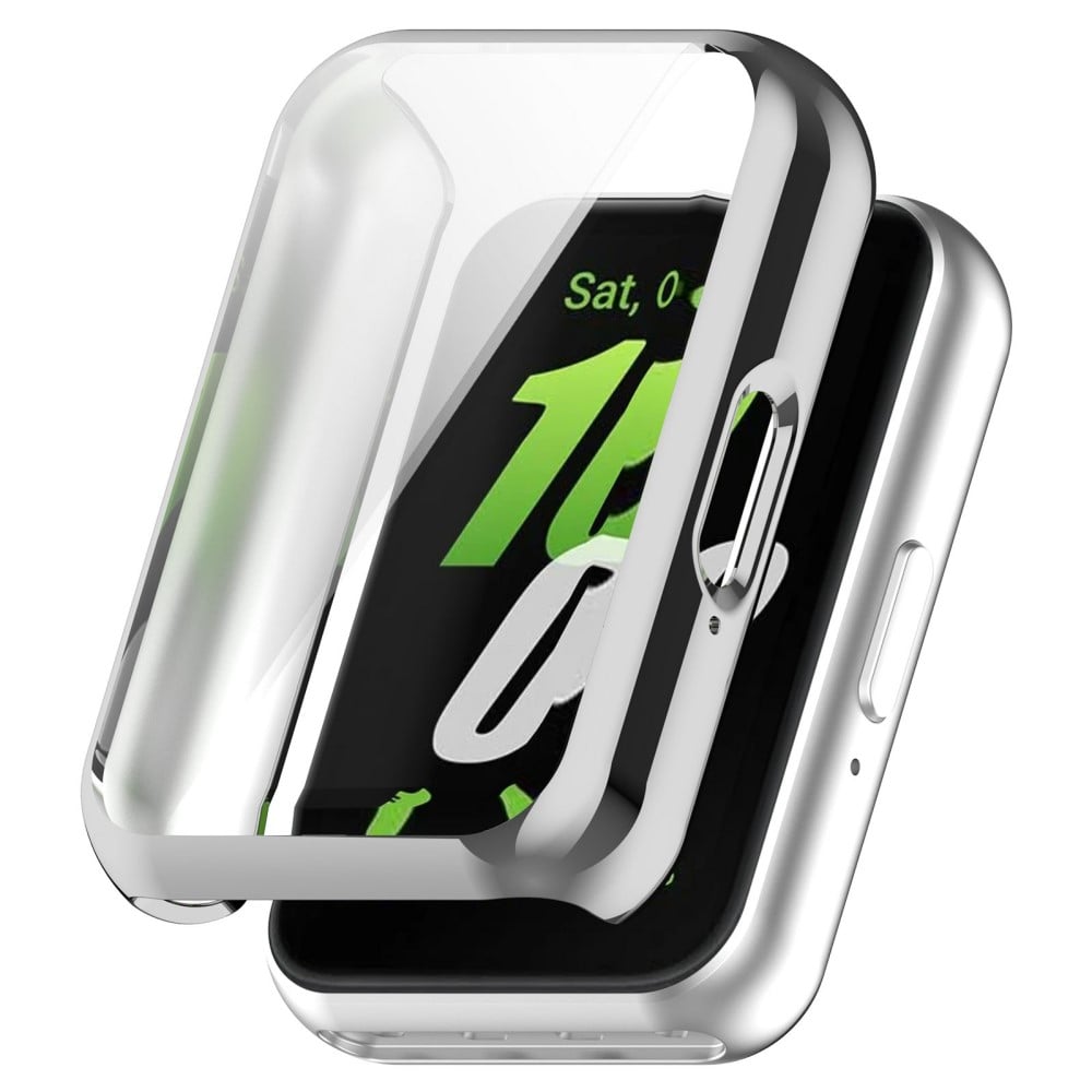 Samsung Galaxy Fit3 Watch Frame Case Galvanisering Fullt innpakket fleksibelt klokkedeksel - Sølv