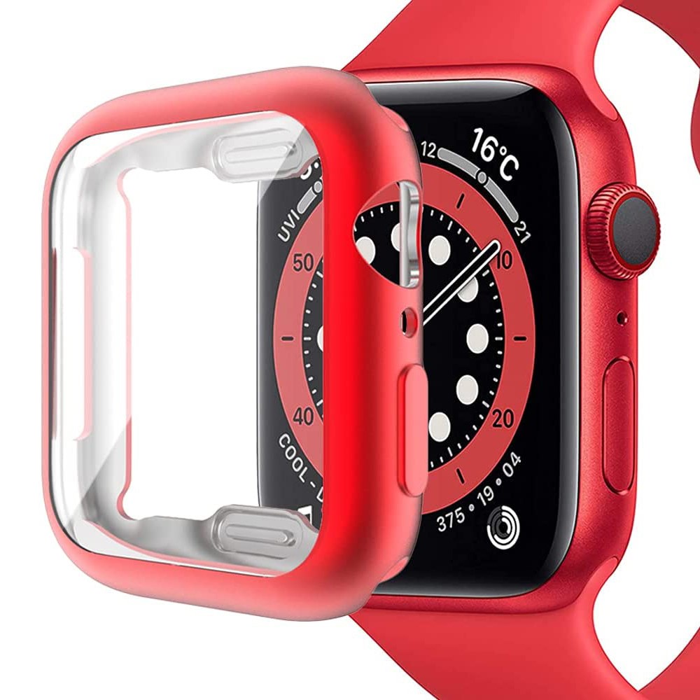 Apple Watch Serie 3 / 2 / 1 38 mm etui Galvanisering av fleksibelt urdeksel med skjermbeskytter - Rød