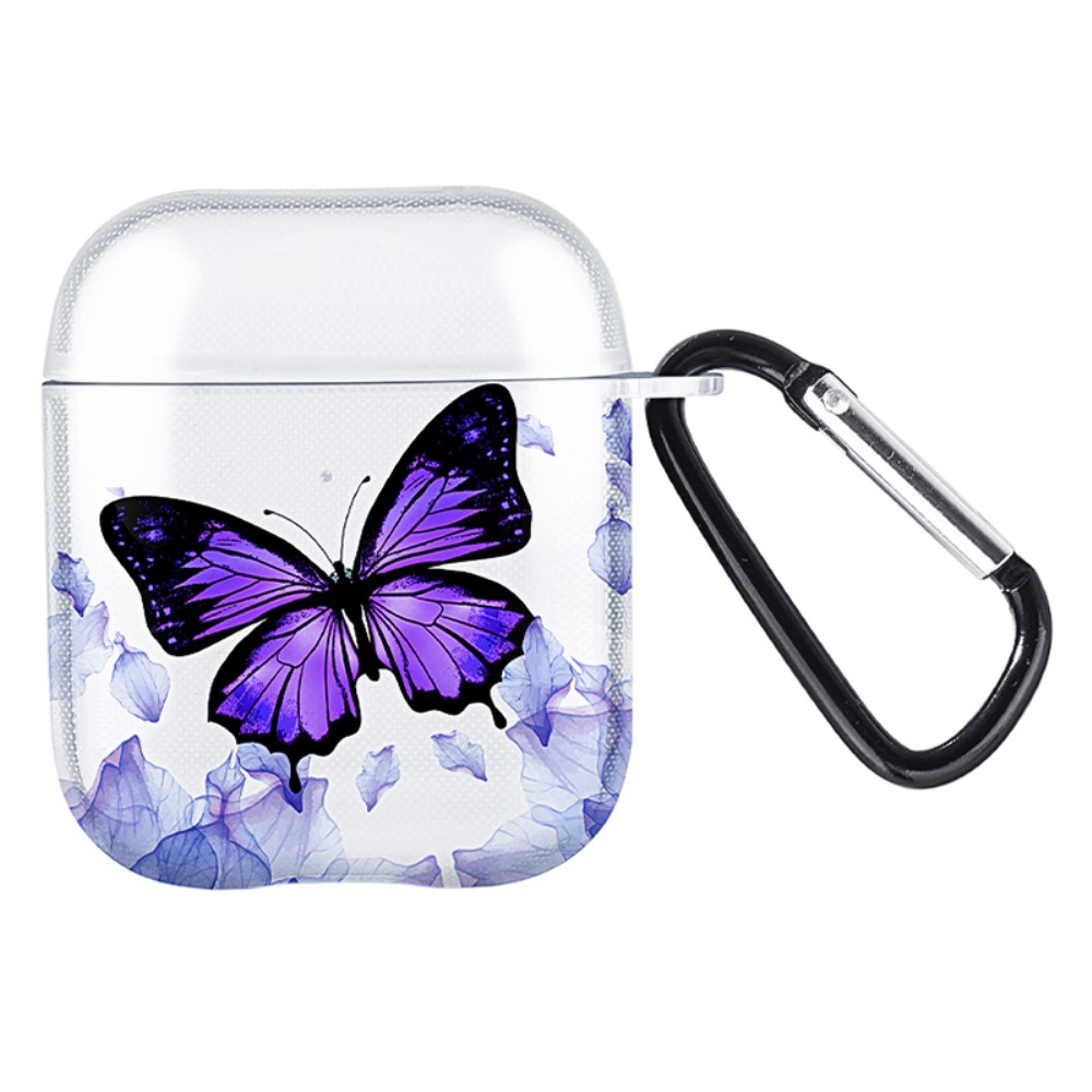 Apple AirPods with Charging Case (2016) / (2019) / AirPods with Wireless Charging Case (2019) Headset Flexible Case - Purple Butterfly / Transparent