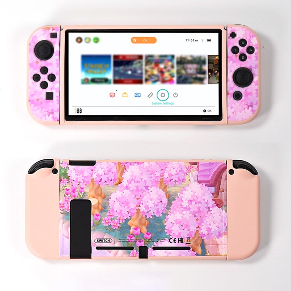 DATA FROG Nintendo Switch Stilig trykt beskyttelsesveske for spillkonsoll Anti-Drop Flexible Shell - Kirsebærblomster