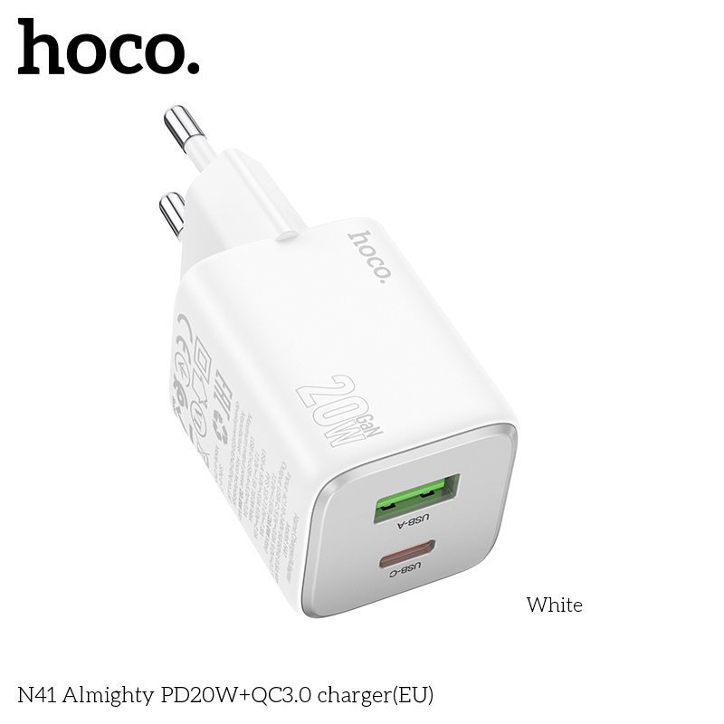 N41 Almighty PD20W+QC3.0 charger(EU) - white