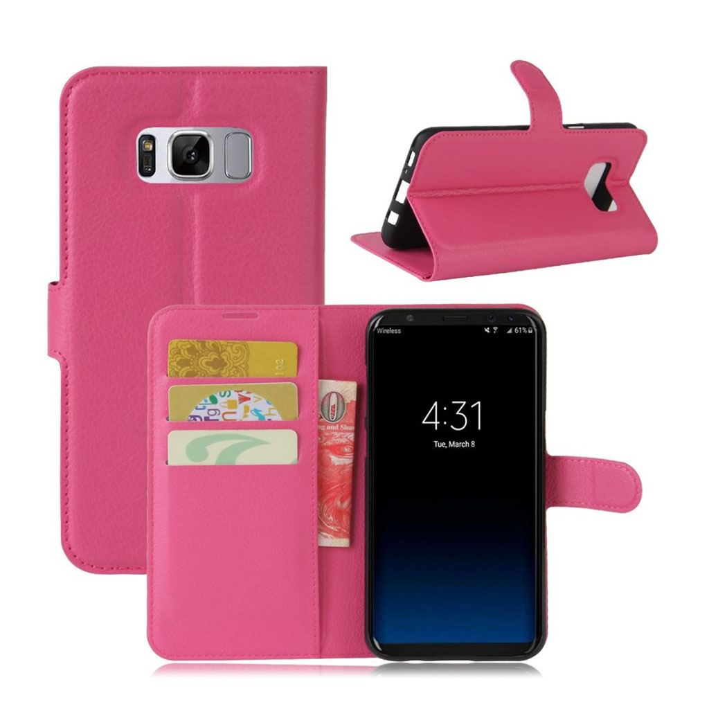 Samsung Galaxy S8 Litchi Skinn Lær Flip Etui- Rose