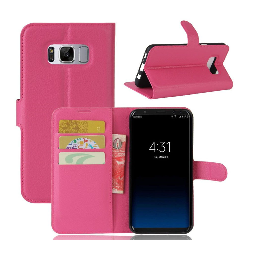 Samsung Galaxy S8+ Litchi Skinn Lær Flip Etui- Rose