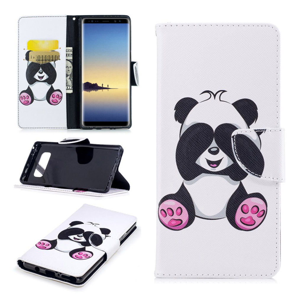 Bilde av Samsung Galaxy Note 8 Mønster Pu Lær Flip Etui - Rosa Foot Panda