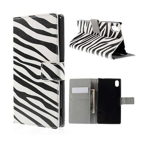 Bilde av Moberg Sony Xperia M4 Aqua Lær Case Med Kortholder - Zebra Striper