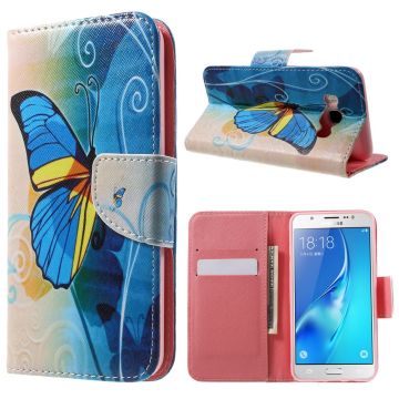 Wonderland Samsung Galaxy J5 (2016) flip-etui - Blå Sommerfugl