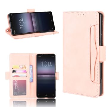 Lommebok-etui i moderne skinn-design Sony Xperia 5 II - Rosa