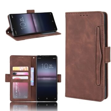 Lommebok-etui i moderne skinn-design Sony Xperia 5 II - Brun