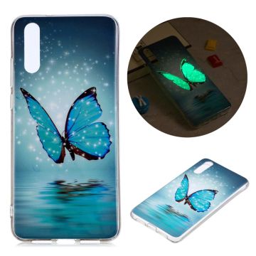 Luminous IMD Patterned Soft TPU Gel Case for Huawei P20 - Blue Butterfly