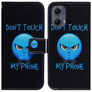 Motorola Edge (2024) 5G Wallet Case Pattern Print Leather Phone Cover - Don't Touch My Phone