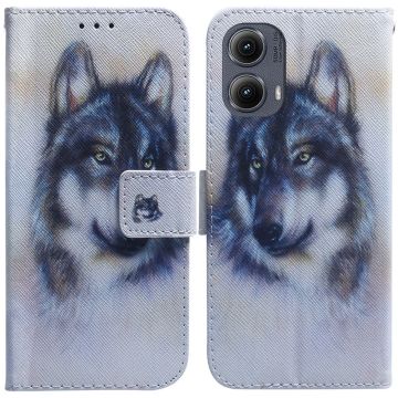 Motorola Edge (2024) 5G Wallet Case Pattern Print Leather Phone Cover - Wolf