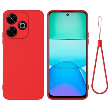 Matt flytende silikondeksel for Xiaomi Poco M6 Plus - Rød