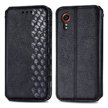 Skinn-etui med stilfult rombeavtrykk for Samsung Galaxy Xcover 7 - Svart