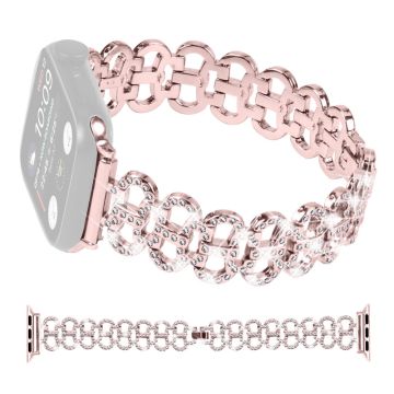 Rhinestones Decor Gourd Shape Watchband Apple Watch Series 9 8 7 41mm / 6 5 4 SE (2022) SE (2023) SE 40mm / 3 2 1 38mm Alloy Strap - Rosa