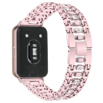 Samsung Galaxy Fit3 SM-R390 Smartklokkearmbånd i metall med rhinestone - Rosa Rose