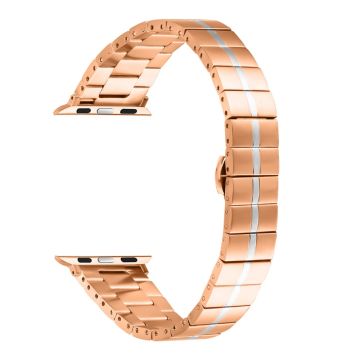 Apple Watch Series 41mm - 40mm - 38mm rustfritt stålrem - Rose Gull + Sølv