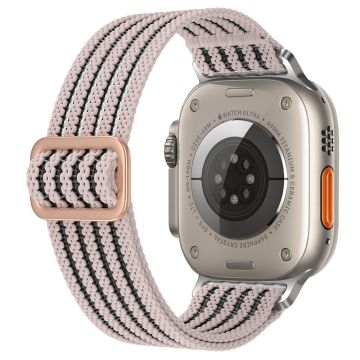 Apple Watch Series 41mm - 40mm - 38mm Vevd nylonklokkerem med pustende bånd - Rosa