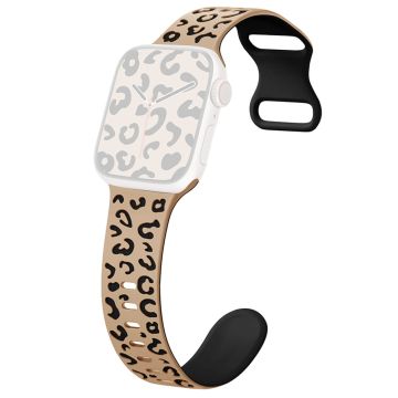 Apple Watch Series 41mm - 40mm - 38mm Leopard silikonrem - Melkete + Svart