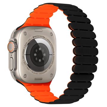 Apple Watch Series 7 8 9 41mm / 6 5 4 SE (2023) SE (2022) SE 40mm / 3 2 1 38mm Bamboo Joint Silikonrem - Svart + Oransje