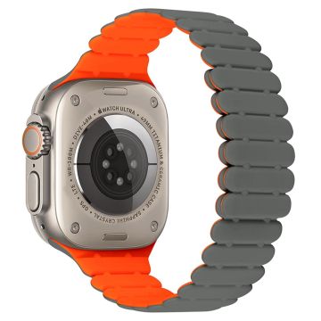 Apple Watch Series 7 8 9 41mm / 6 5 4 SE (2023) SE (2022) SE 40mm / 3 2 1 38mm Bamboo Joint Silikonrem - Grå + Oransje