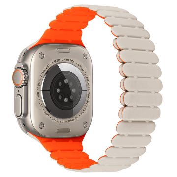 Apple Watch Series 7 8 9 41mm / 6 5 4 SE (2023) SE (2022) SE 40mm / 3 2 1 38mm Bamboo Joint Silikonrem - Stjernelys + Oransje