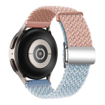 Huawei Watch GT 3 42 mm / GT 3 Pro 43 mm Universal 20 mm vevd reim med magnetisk sølvspenne - Rosa + Blå