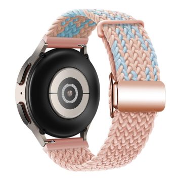 Huawei Watch GT 3 42 mm / GT 3 Pro 43 mm Universal 20 mm klokkerem med magnetisk spenne vevd armbånd - Blå + Rosa + Rosa / Rosa Gullspenne