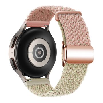 Huawei Watch GT 3 42 mm / GT 3 Pro 43 mm Universal 20 mm klokkerem med magnetisk spenne vevd armbånd - Konfetti Rosa + Starlight / Rosa Gullspenne