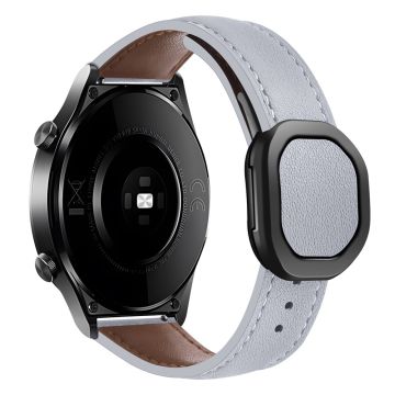 Huawei Watch 4 Pro / 4 / GT 4 46 mm Universal 22 mm magnetisk spenne ekte kuskinnklokkerem - Lysegrå