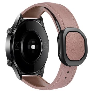 Huawei Watch 4 Pro / 4 / GT 4 46 mm Universal 22 mm magnetisk spenne ekte kuskinnklokkerem - Bønnerosa