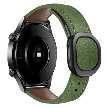 Huawei Watch 4 Pro / 4 / GT 4 46 mm Universal 22 mm magnetisk spenne ekte kuskinnklokkerem - Militærgrønn