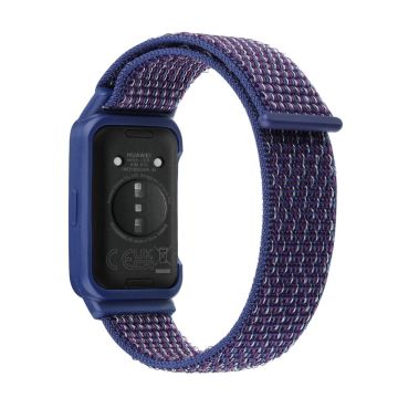 Huawei Band 8 / 9 Nylon Loop-klokkerem med integrert fleksibelt beskyttelsesetui - Indigoblå